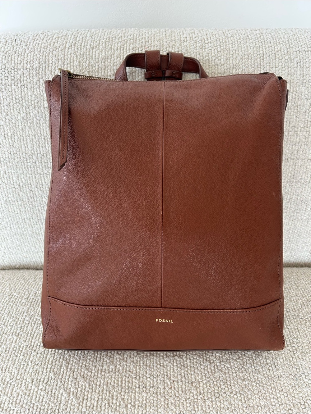 Fossil Cognac Leather Backpack
